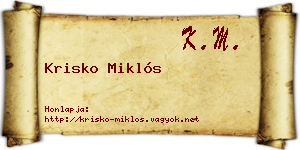 Krisko Miklós névjegykártya
